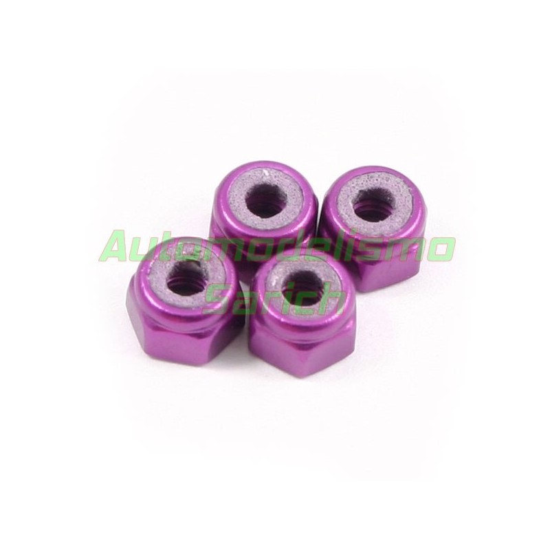 Tuerca autoblocante M3 purpuras (4unid.) Fastrax