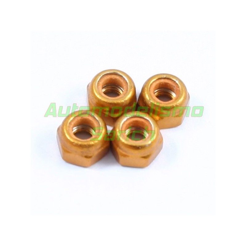 Tuerca autoblocante M3 doradas (4unid.) Fastrax