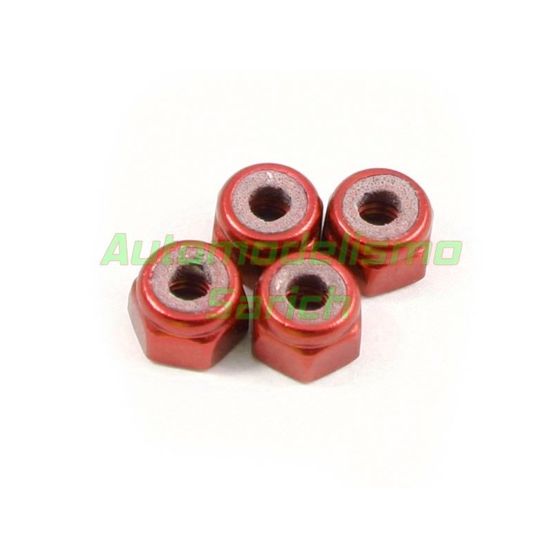 Tuerca autoblocante M3 rojas (4unid.) Fastrax