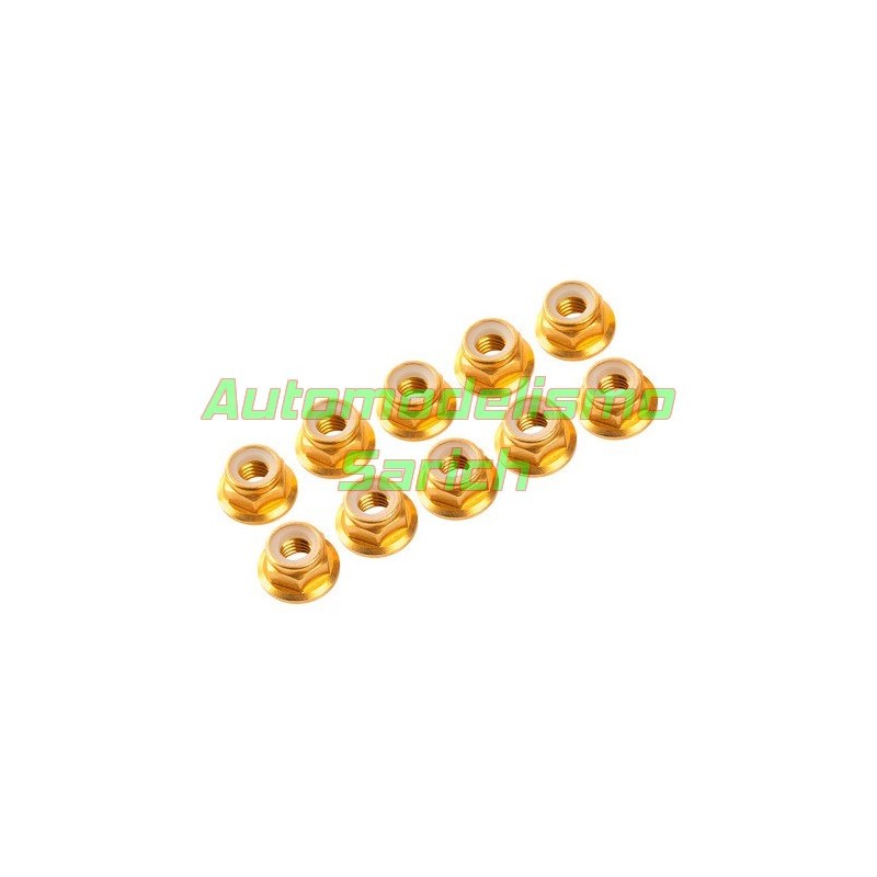Tuerca autoblocante falged M3 DORADO UR (10u)