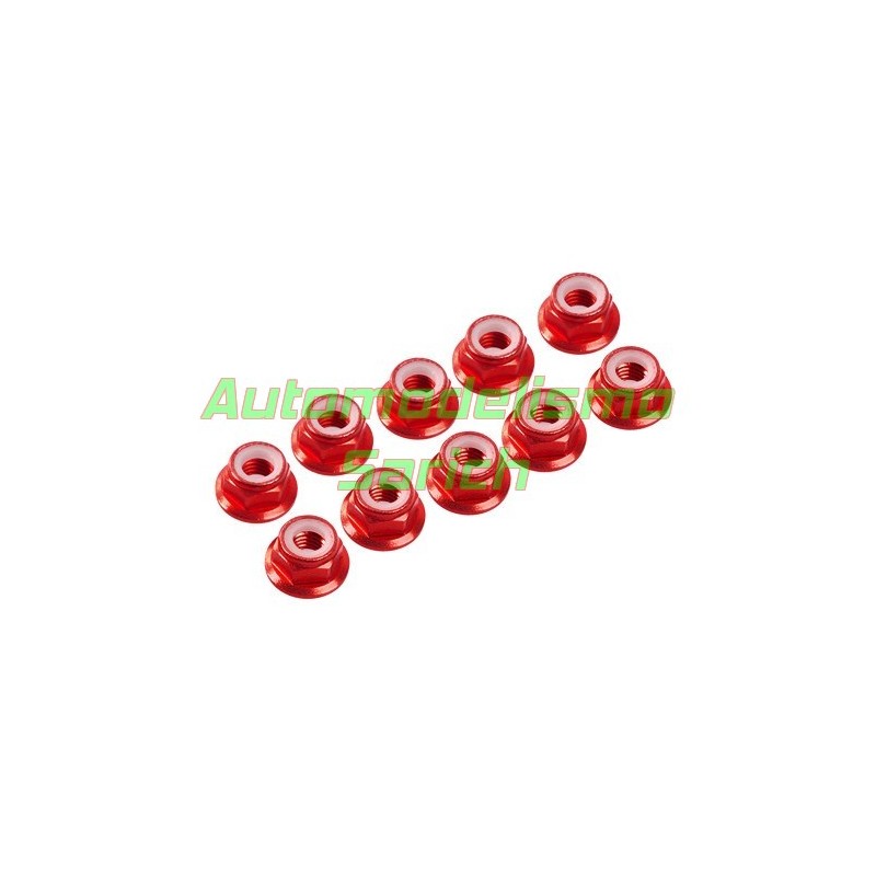 Tuerca autoblocante falged M3 ROJO UR (10u)