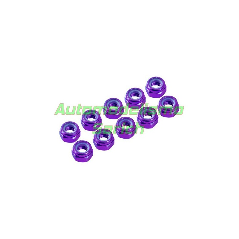 Tuerca autoblocante alum. M4 PURPURA UR (10u)